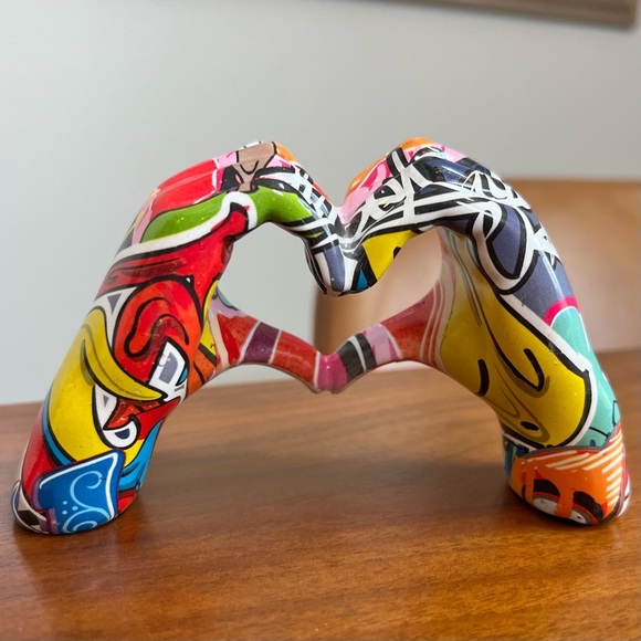 Colorful Abstract Art Heart Hand Sculpture - Picture 8 of 8
